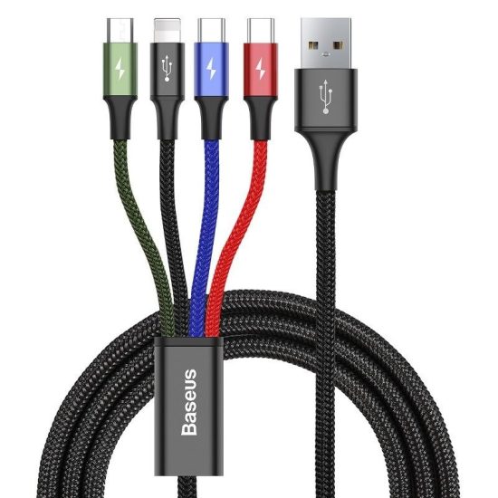 Baseus 4in1 Rapid Series USB - 2xUSB-C + micro + Lightning Kábel - 1.2m 3.5A