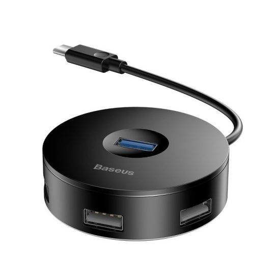 Baseus Round Box USB-C Hub - 1x USB 3.0 + 3x USB 2.0 - 15 cm - Fekete