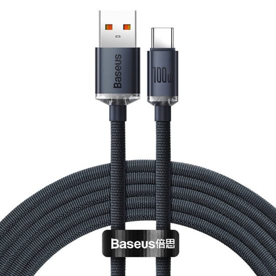 Baseus Crystal Shine USB - USB-C Kábel - 1.2m 5A 100W - Fekete