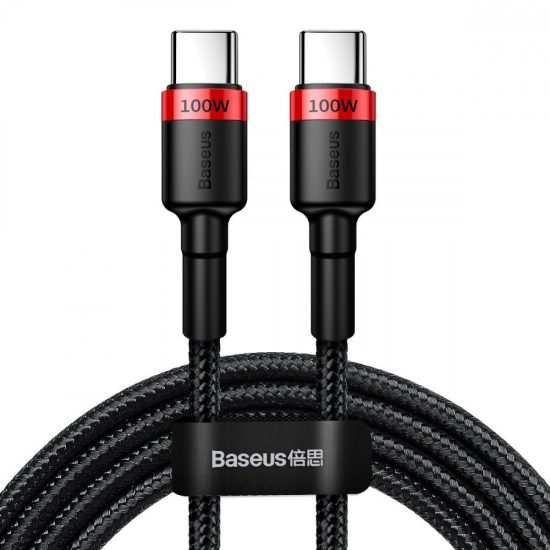 Baseus Cafule USB-C - USB-C Kábel - 2m 5A PD2.0 100W - Fekete-Piros