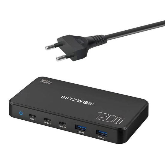 Blitzwolf BW-i100 5in1 Gyorstöltő Állomás - 120W 2xUSB + 3xUSB-C