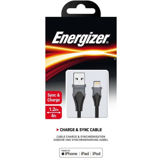 Energizer USB - Lightning Bicolor Kábel - 1.2m 2.4A - Fekete-Szürke