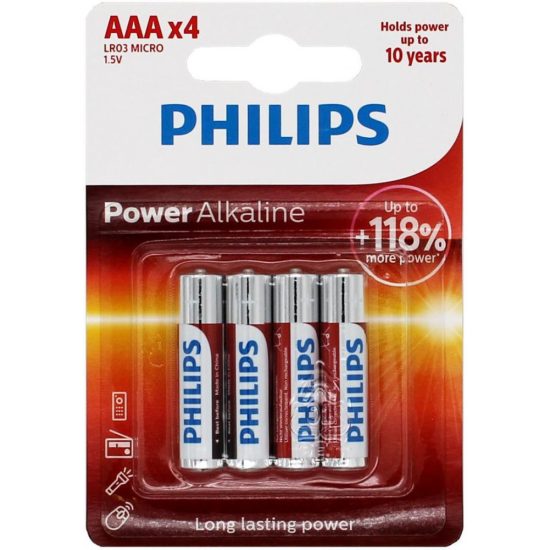 Philips Power Alkaline AAA LR03 Mikro Elem x 4 db