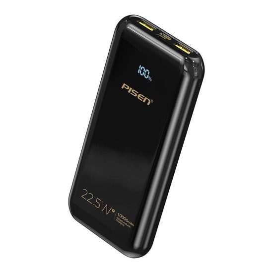 Pisen Power Bank 10000mAh 22,5W - BL-D68LS - 2xUSB-A + USB-C - Fekete