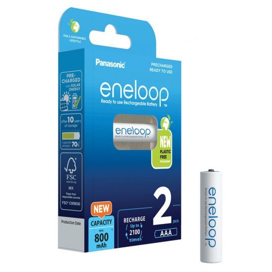 Panasonic Eneloop AAA 800mAh akkumulátor BK-4MCDE/4BE x 2 db