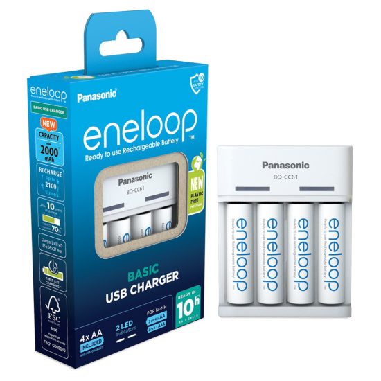 Panasonic Eneloop BQ-CC61 USB Akkumulátor Töltő + 4 db AA Akkumulátor