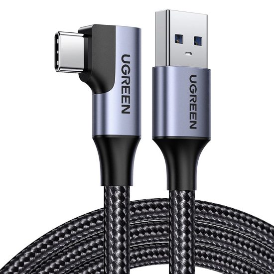 Ugreen USB-A - USB-C 90º US385 Kábel - 1m 3A 5Gb/s - Fekete