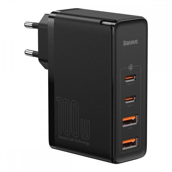 Baseus GaN2 Pro Hálózati Gyorstöltő 100W - 2xUSB + 2xUSB-C - Fekete