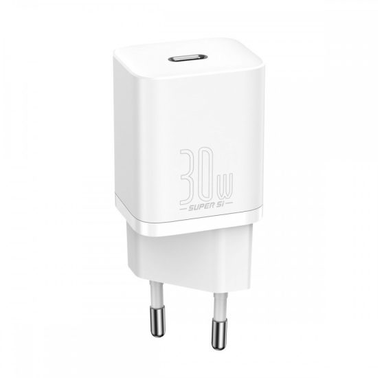 Baseus Super Si Hálózati Gyorstöltő 30W - 1xUSB-C - Fehér