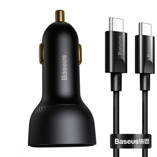 Baseus Autós Töltő Superme - USB + USB-C - 100W + USB-C Kábel