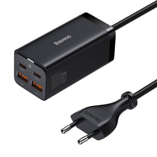 Baseus GaN3 Pro Hálózati Töltő - 2xUSB-C + 2xUSB - 100W - Fekete