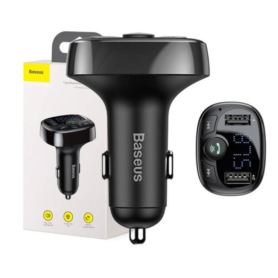 Baseus FM Transmitter és Töltő - T típusú - 2xUSB - microSD