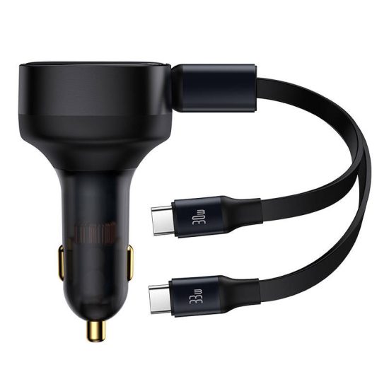 Baseus Enjoyment Autós Töltő 33W - 2xUSB-C Kábellel - Fekete