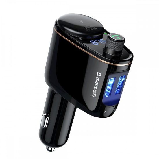 Baseus FM Transmitter és Töltő - 2xUSB - Fekete