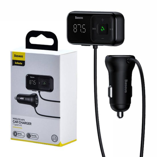 Baseus FM Transmitter és Töltő S16 OS - T típusú - 2xUSB - microSD