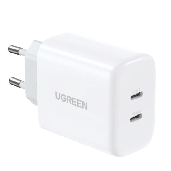 UGREEN Hálózati Gyorstöltő - 2xUSB-C - 40W - Fehér