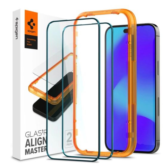 iPhone 14 Pro Kijelzővédő Üvegfólia - Spigen Glas.tR AlignMaster Full Cover x 2 db