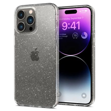 iPhone 14 Pro Tok - Spigen Liquid Crystal Glitter - Átlátszó-Ezüst