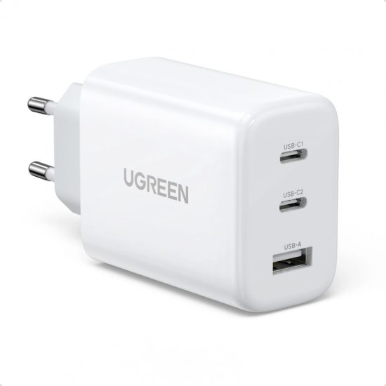 Ugreen CD275 Hálózati Töltő 65W - 2x USB-C + USB-A - Fehér