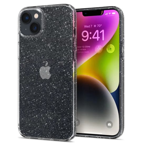 iPhone 14 Tok - Spigen Liquid Crystal Glitter - Átlátszó-Ezüst