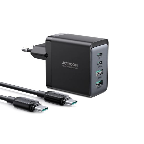 Joyroom GaN Hálózati Töltő 67W - 2xUSB-A + 2xUSB-C + 1.2m C-C Kábel