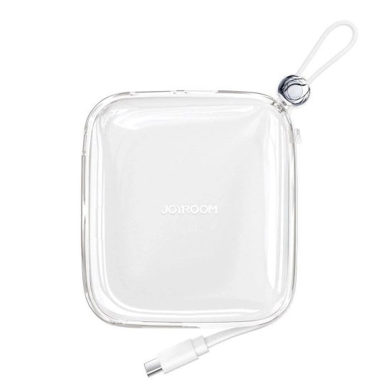 Joyroom JR-L004 Jelly Power Bank 10000mAh 12W Beépített USB-C Kábellel - Fehér