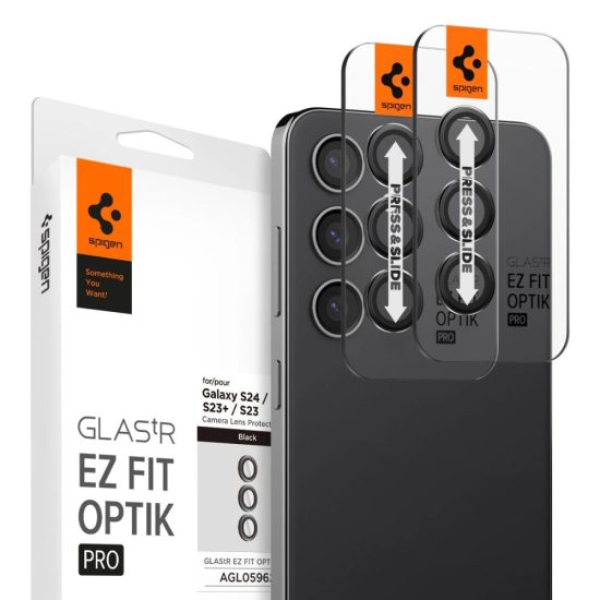 Samsung Galaxy S23 / S23+ Plus Kameravédő Üvegfólia - Spigen Glas.tR EZ Fit Optik Pro - Fekete x 2 db