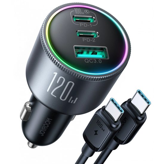 Joyroom JR-CCN07 Autós Töltő 120W - 2xUSB-C + USB-A + USB-C Kábel