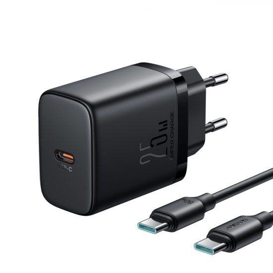 Joyroom JR-TCF11 Hálózati Töltő 25W - USB-C + 1m C-C Kábel - Fekete