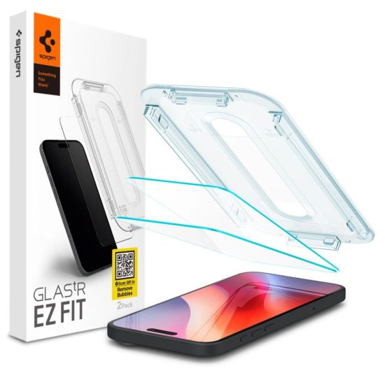 iPhone 15 / 16 Kijelzővédő Üvegfólia - Spigen Glas.tR EZ Fit x 2 db