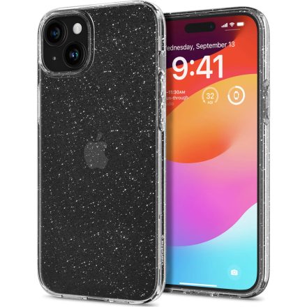 iPhone 15 Tok - Spigen Liquid Crystal Glitter - Átlátszó-Ezüst