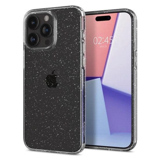 iPhone 15 Pro Max Tok - Spigen Liquid Crystal Glitter - Átlátszó-Ezüst