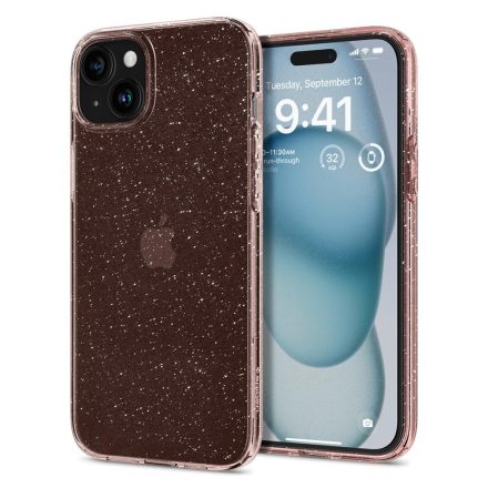 iPhone 15 Tok - Spigen Liquid Crystal Glitter - Átlátszó-Pink