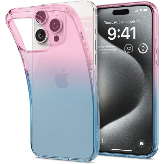 iPhone 15 Pro Tok - Spigen Liquid Crystal - Rózsaszín-Kék