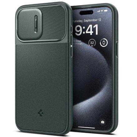 iPhone 15 Pro Tok - Spigen Optik Armor Mag - MagSafe - Zöld