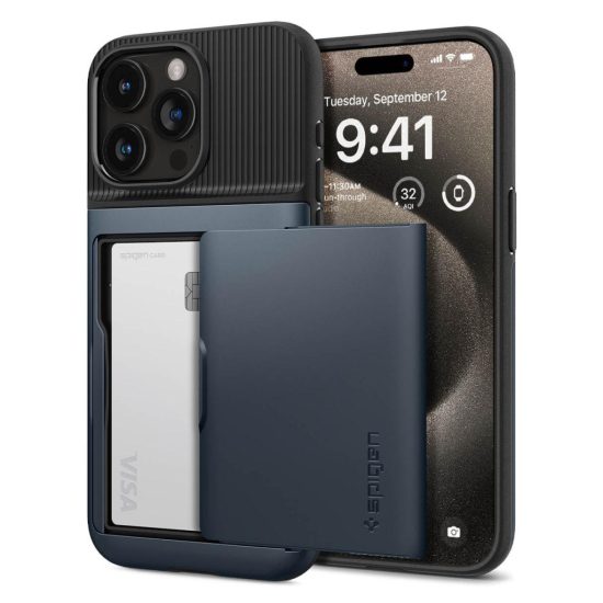 iPhone 15 Pro Max Tok - Spigen Slim Armor CS - Kék