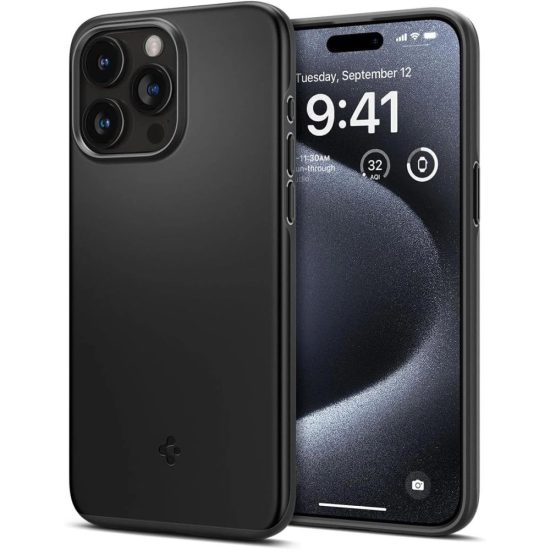 iPhone 15 Pro Tok - Spigen Thin Fit - Fekete