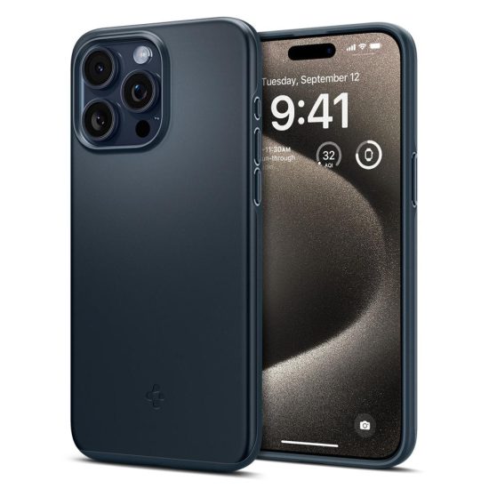 iPhone 15 Pro Max Tok - Spigen Thin Fit - Palaszürke