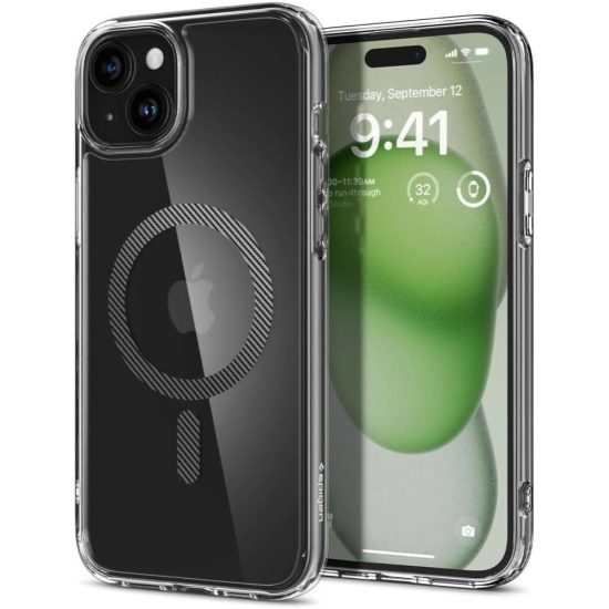 iPhone 15 Tok - Spigen Ultra Hybrid MagFit - Átlátszó-Carbon