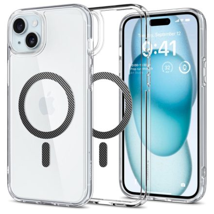 iPhone 15 Plus Tok - Spigen Ultra Hybrid Mag - MagSafe - Átlátszó-Karbon