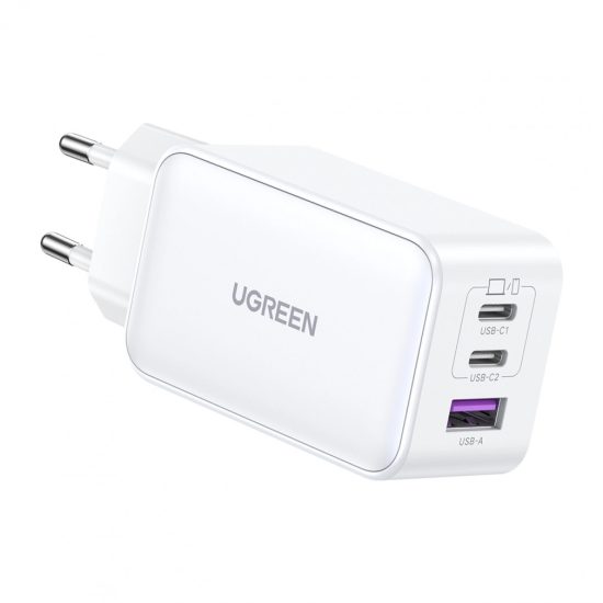 Ugreen Nexode GaN Hálózati Töltő 65W - 2x USB-C + USB-A - Fehér