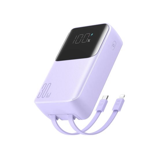 Joyroom JR-PBC07 Power Bank 20000mAh 30W - USB-C és Lightning Kábel - Lila