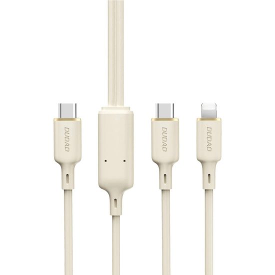 Dudao 2in1 USB-C - USB-C + Lightning  Kábel - 1.2m 100W - Bézs