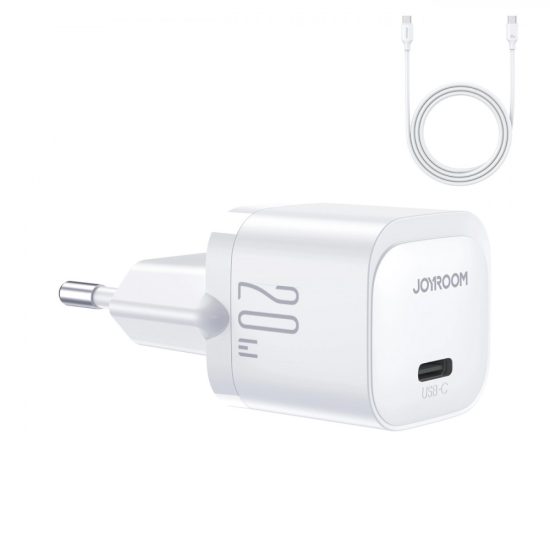 Joyroom Hálózati Töltő - USB-C 20W PD + C-C Kábel - Fehér