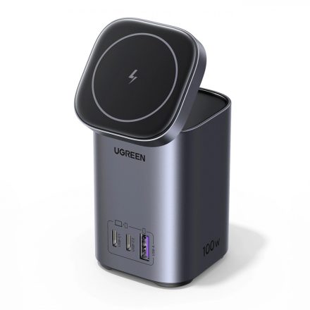 Ugreen GaN Töltőállomás 100W - 2x USB-C + USB-A + Qi MagSafe - Szürke