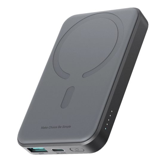 Joyroom W020 Mini Power Bank 5000mAh 20W Induktív Töltővel + C-C Kábellel - Fekete