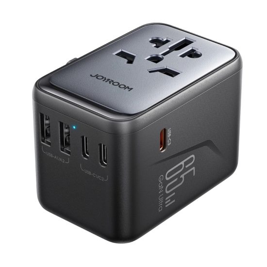 Joyroom JR-TCW02 Utazó Adapter 65W - EU / US / UK / JP / AU / CN - Fekete