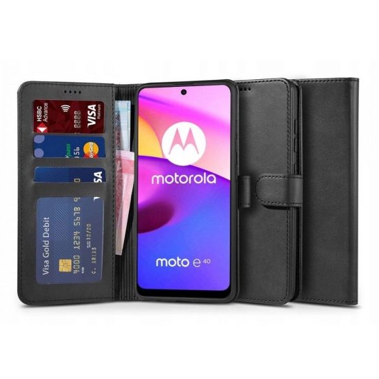 Motorola Moto E20 / E30 / E40 Tok - Tech-Protect Wallet - Fekete