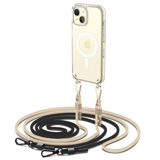 iPhone 15 Tok - Tech-Protect FlexAir Chain MagSafe - Átlátszó + Fekete-Bézs