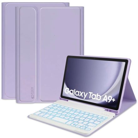 Samsung Galaxy Tab A9+ Plus 11" X210 / X215 / X216 Tok - Tech-Protect SC Ceruzatartóval és Angol Billentyűzettel - Lila